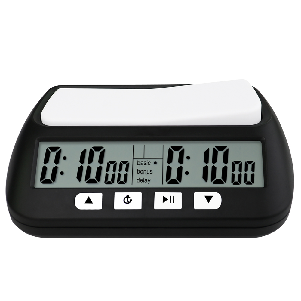 Chess Clock Count Up Down Timer Multipurpose Digital Watch Portable Board Game Timer Clock for International Chess: black