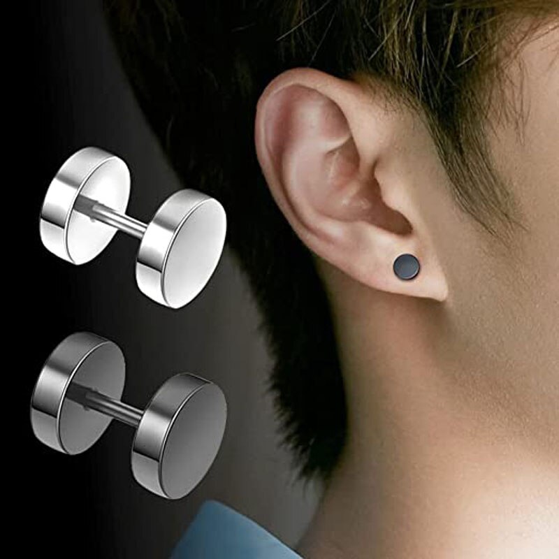 6 Pairs Barbell Oor Stud Set Titanium Staal Hypoallergeen Piercing Punk Oorbellen Sieraden Voor Mannen Vrouwen 8Mm Goud Zilver zwart