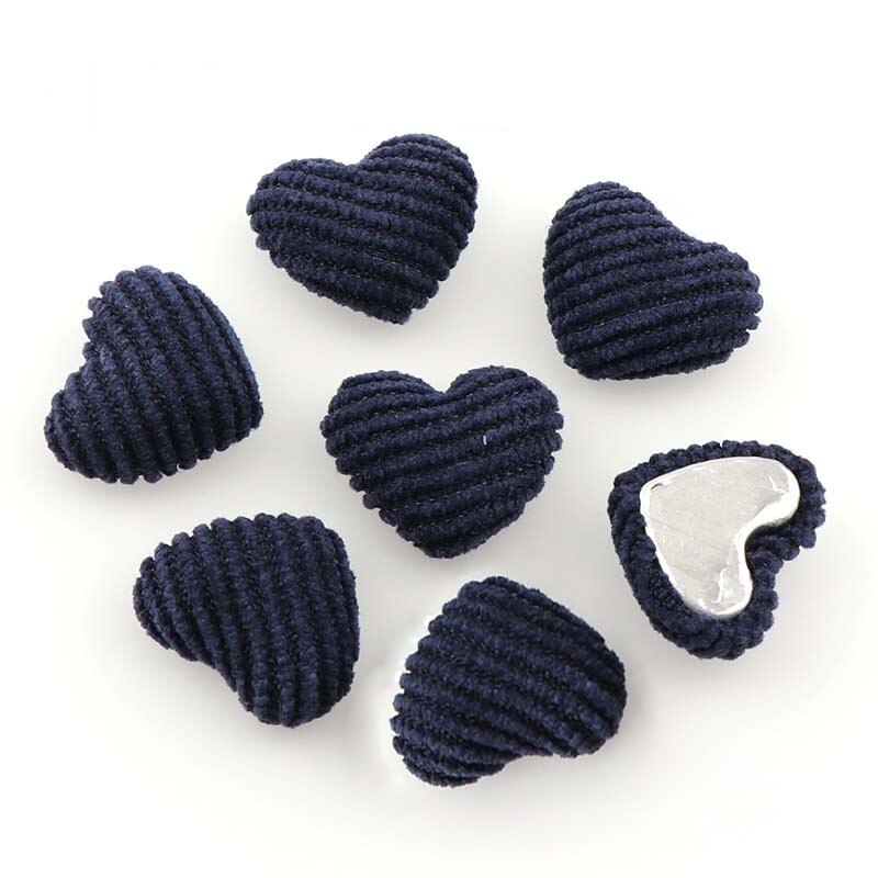 20 Uds. Botones de franela de corazones de colores, adornos para manualidades DIY, suministros para pendientes, Material para hacer joyas, accesorios, nociones de costura: Dark blue