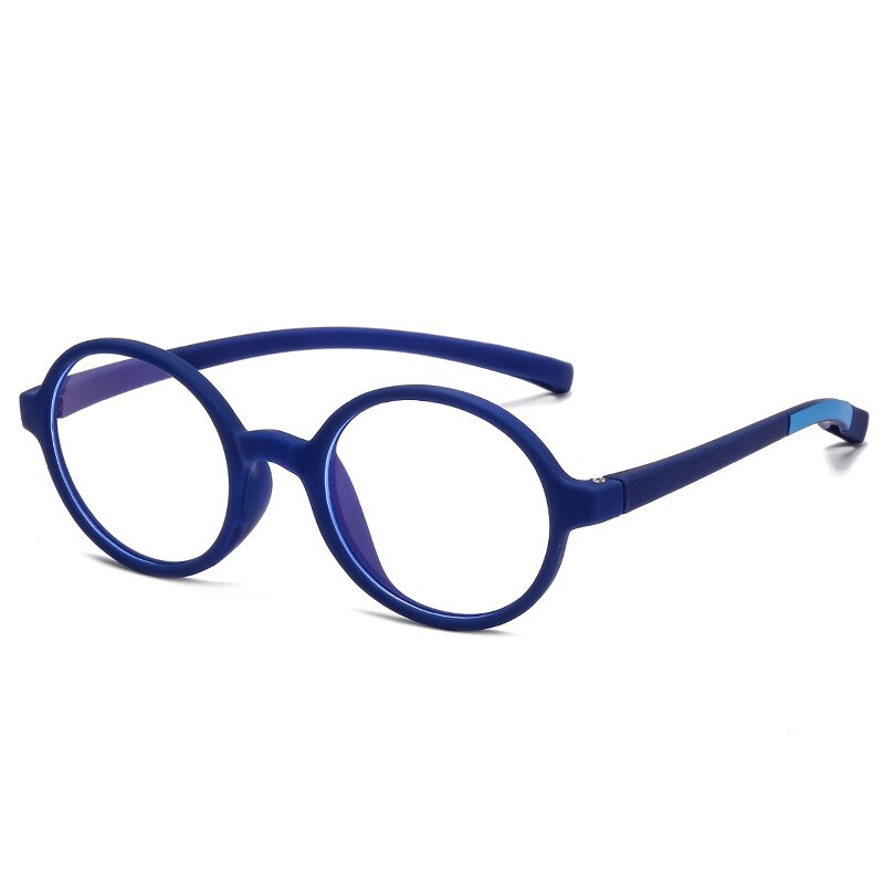 Gafas con montura de silicona suave para niños y niñas, lentes antirayos azules, Protector de ojos, montura de vidrio, lentes transparentes: C7 Deep Blue