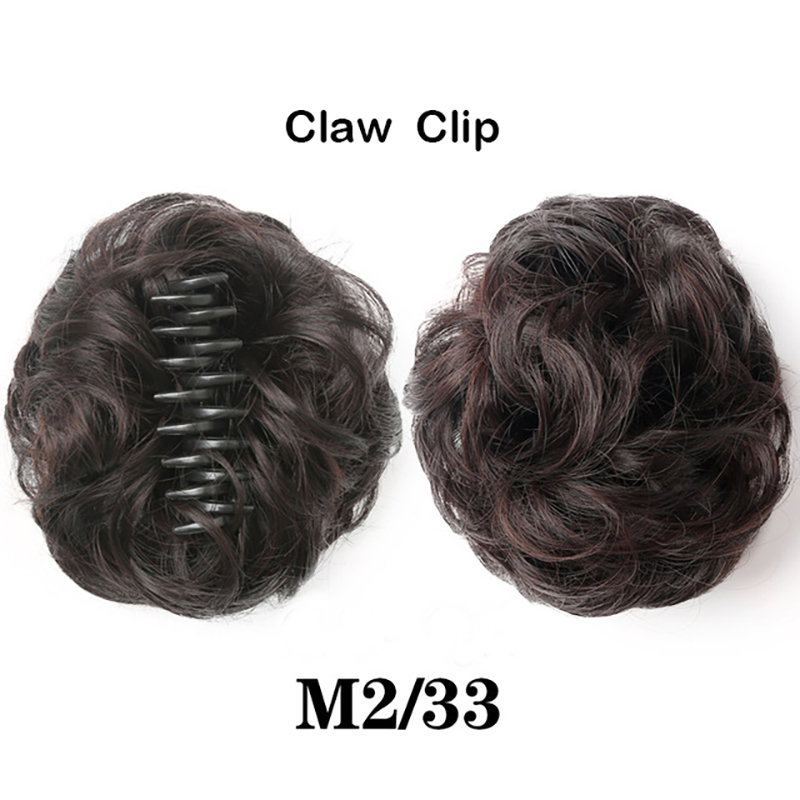 Sunslymei synthetischer Haarknoten zum Anklipsen, Chignon-Haarteil, lockige, unordentliche Pferdeschwanz-Haarverlängerungen, Scrunchie-Haarteile für Frauen: 4/27HL