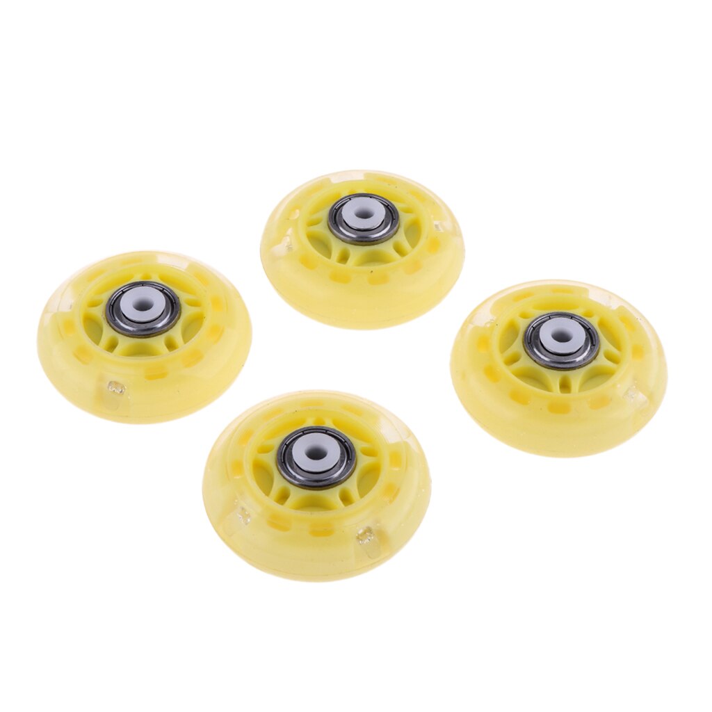 4-Pack 64Mm Inline Skate Wielen Inline Skates Vervanging Wheel Met Lagers Voor Mannen Vrouwen Outdoor Schaatsen Accessoires: Yellow