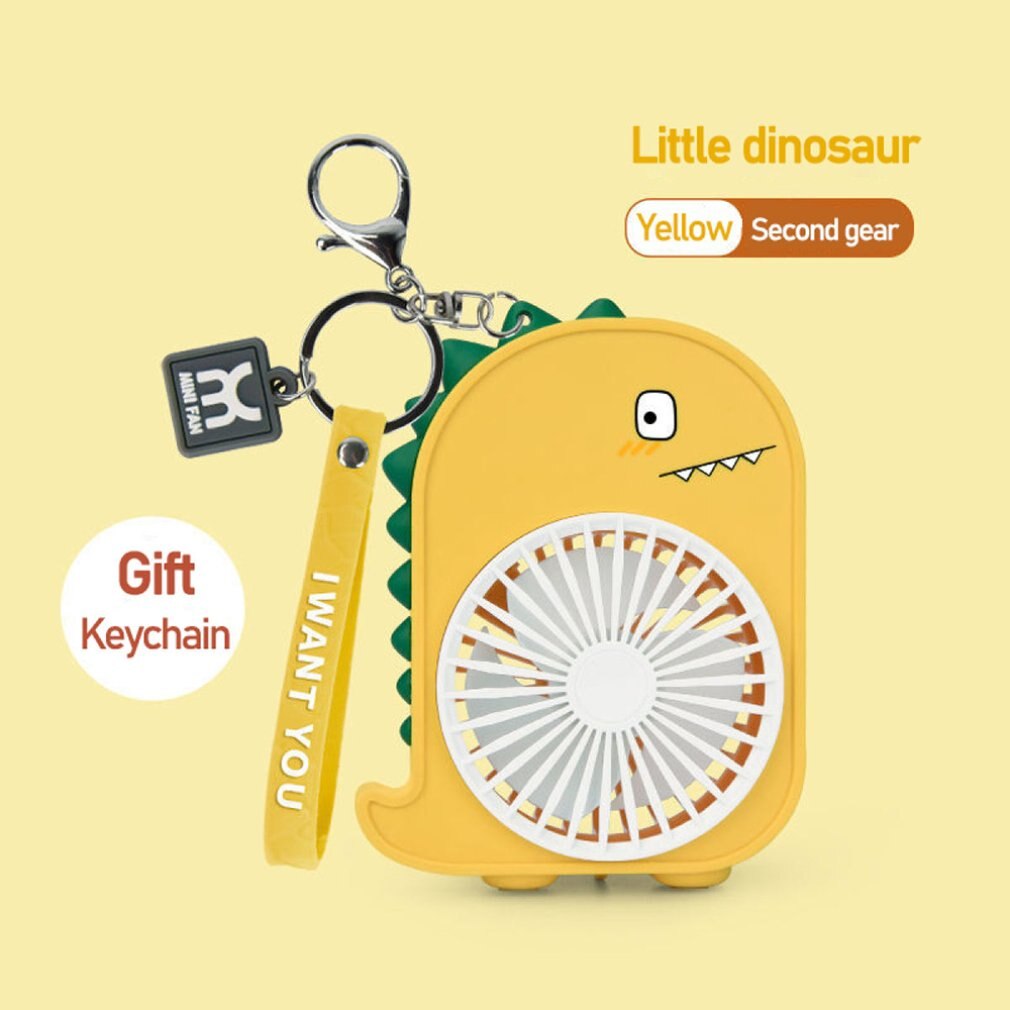 Draagbare Handheld Dinosaurus Fan Bevochtigen Handheld Licht Kleine Slaapzaal Luie Student Netto Cover Fan Anti Skid Platform