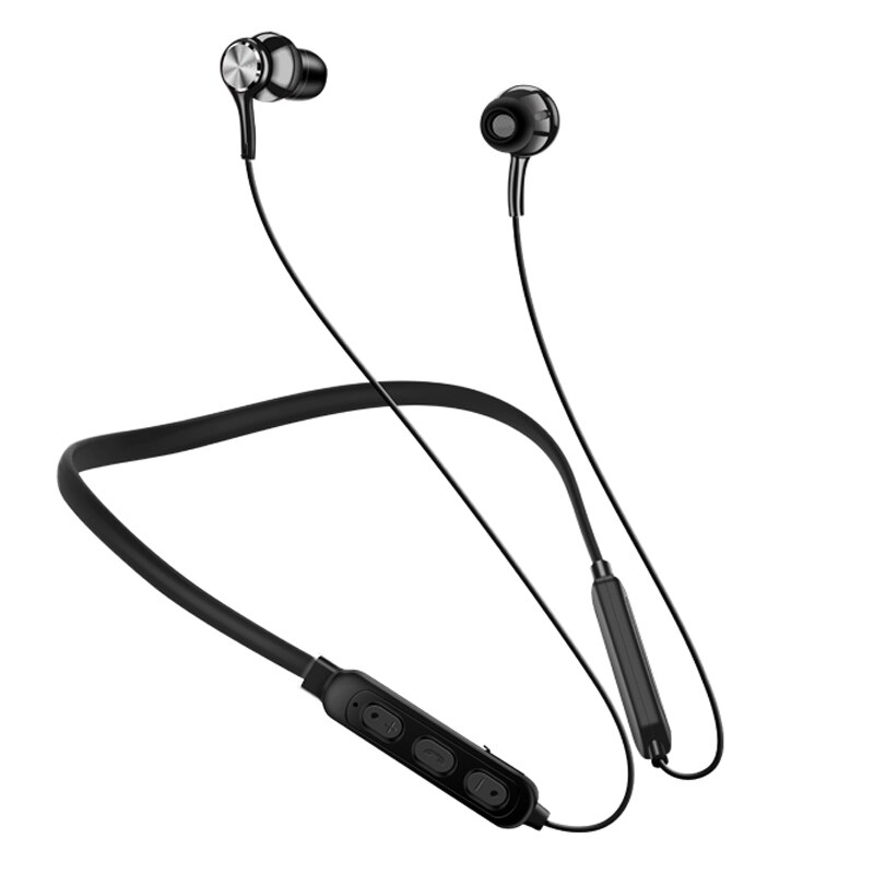 Auricular inalámbrico con Bluetooth, dispositivo de audio de alta fidelidad, con succión magnética, sonido de , estéreo, impermeable, inalámbrico de deporte, con micrófono HD: Negro