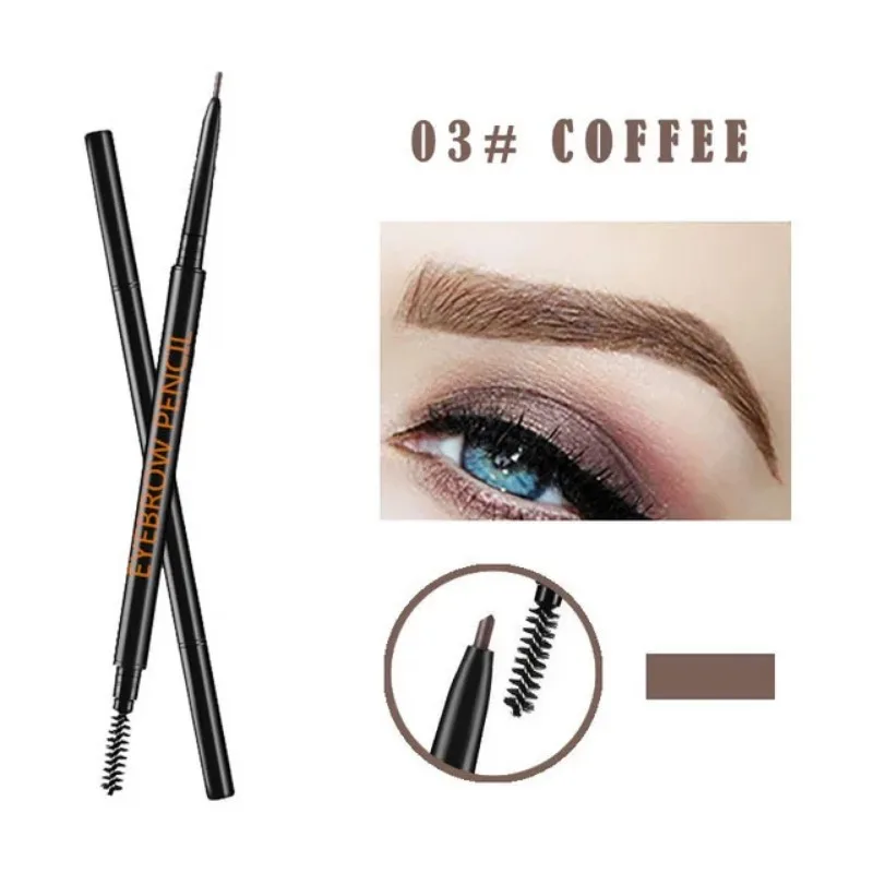 1,5 mm feiner Augenbrauenstift mit Doppelkopf-Automatikrotation, einzeiliger Augenbrauenstift, wasserfest und make-up-freiem Make-up-Stift: Schokolade