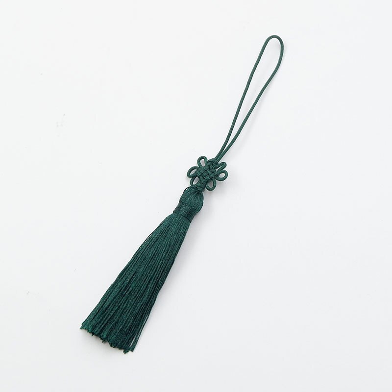 Pompon à franges U disque 5 pièces | Nœuds chinois lisses, pendentif bricolage artisanal, signet garniture de gland rideaux, décor glands ruban: Dark green tasslas