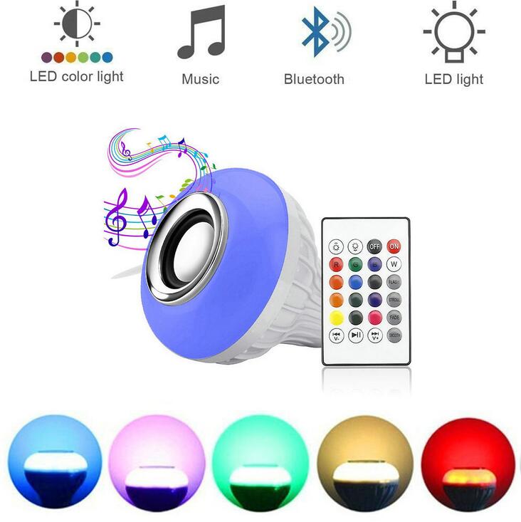 12 W RGB LED Muziek RGBW Lamp Draadloze Bluetooth Speaker Smart Speler Audio 24 Toetsen Afstandsbediening Thuis Slaapkamer decoratie
