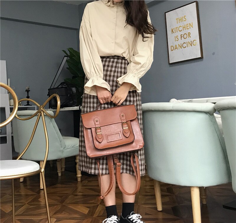 Koreanische Jahrgang Frauen Rucksäcke adrette Schüler Rucksack multifunktions weiblich schulter tasche frauen schule tasche damen Totes: Braun