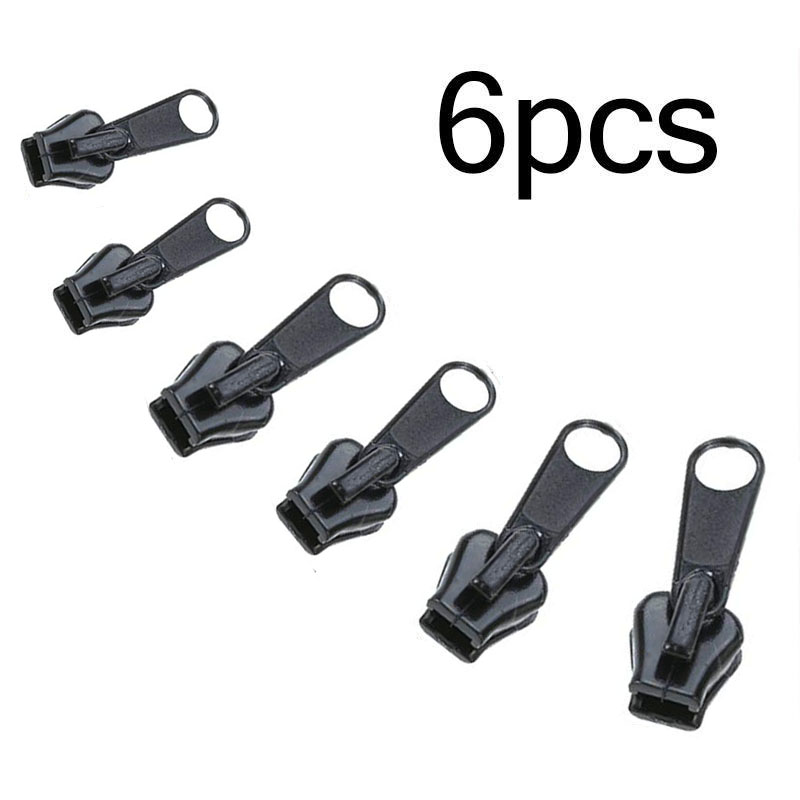 6Pcs Fix Zipper DIY Zip Slider Repair Kit Replacement For Zip Fastenings Sewing Tailor Tools Clothing Accessories: BLACK