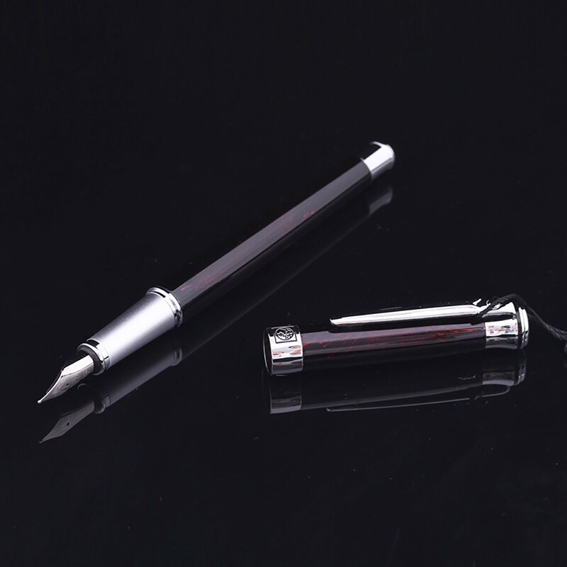 Picasso 903 Sweden Flower King Fountain Pen Iridium Fine Nib, Multi-Color Optional Office Business School Writing Pen: Red Texture Flower