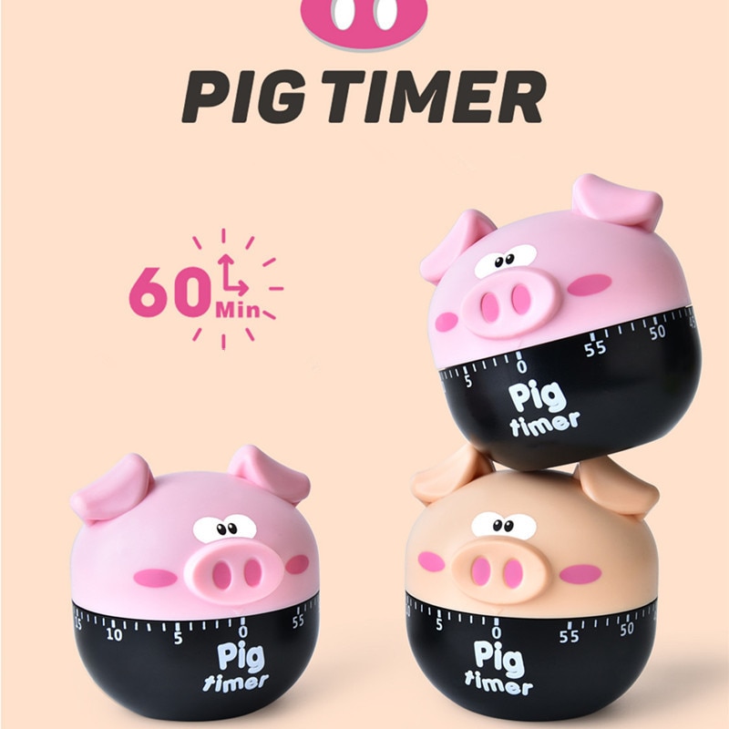 Cartoon Pig Shaped Kitchen Timer Home Kitchen Alarm Clock Countdown Piglet Machinery Electronic Timer for Cooking Baking Frying