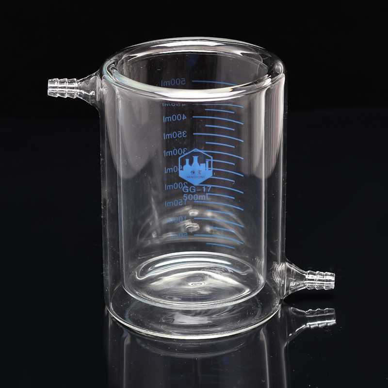 Double-layer beaker 500ml jacketed glass beaker photocatalytic reactor high borosilicate glass