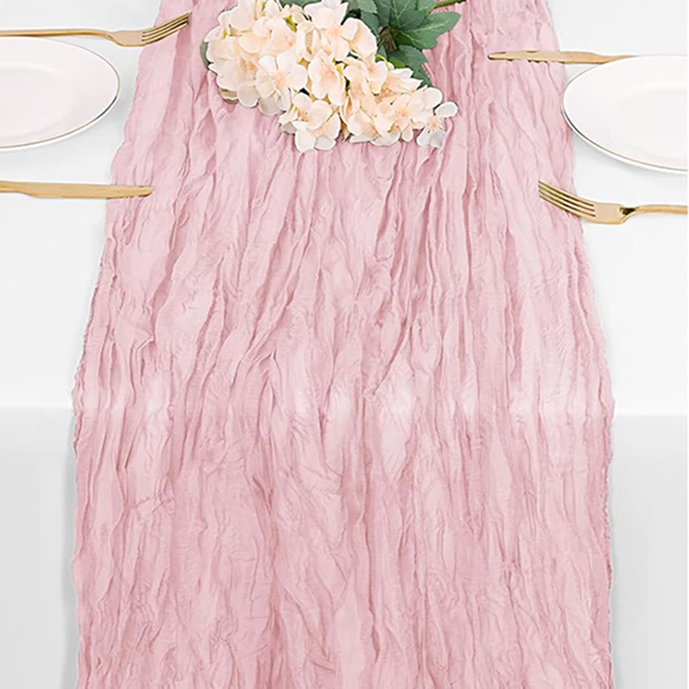 Rosa boho ostduksduk löpare halvtransparent gasvävtyg babyrosa löpare bröllop födelsedagsfest babyshowerdekorationer: 30*220cm / Vit