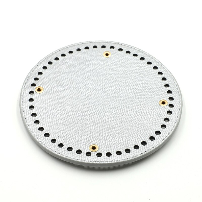 Redondo saco de couro inferior com furos rebite para artesanal tricô diy bolsa de ombro acessórios 15cm