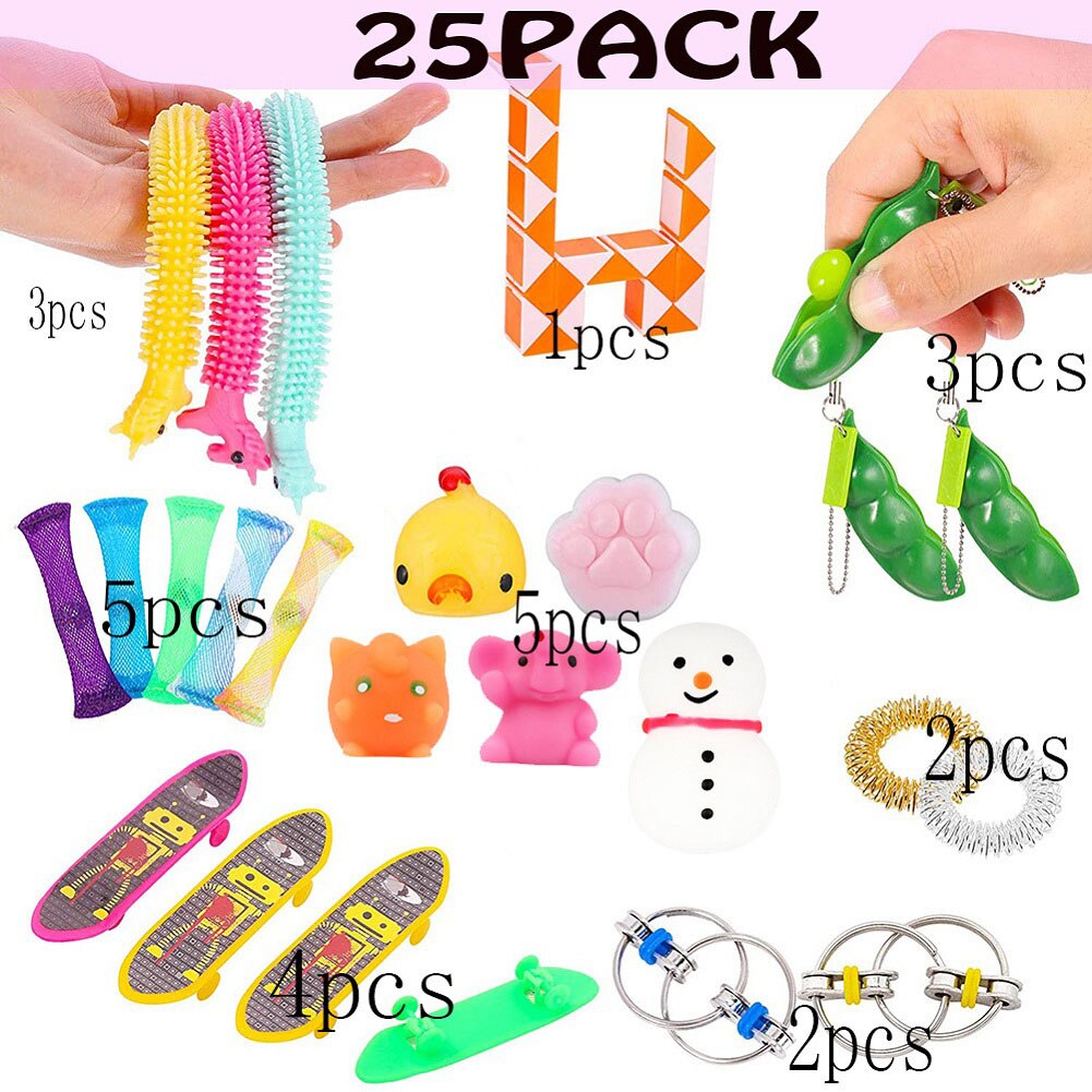 25Pcs Kids Ouder-kind Interactie Toys Voor Autisme Game Push Fidget Vinger Training Stress Zintuiglijke Speelgoed