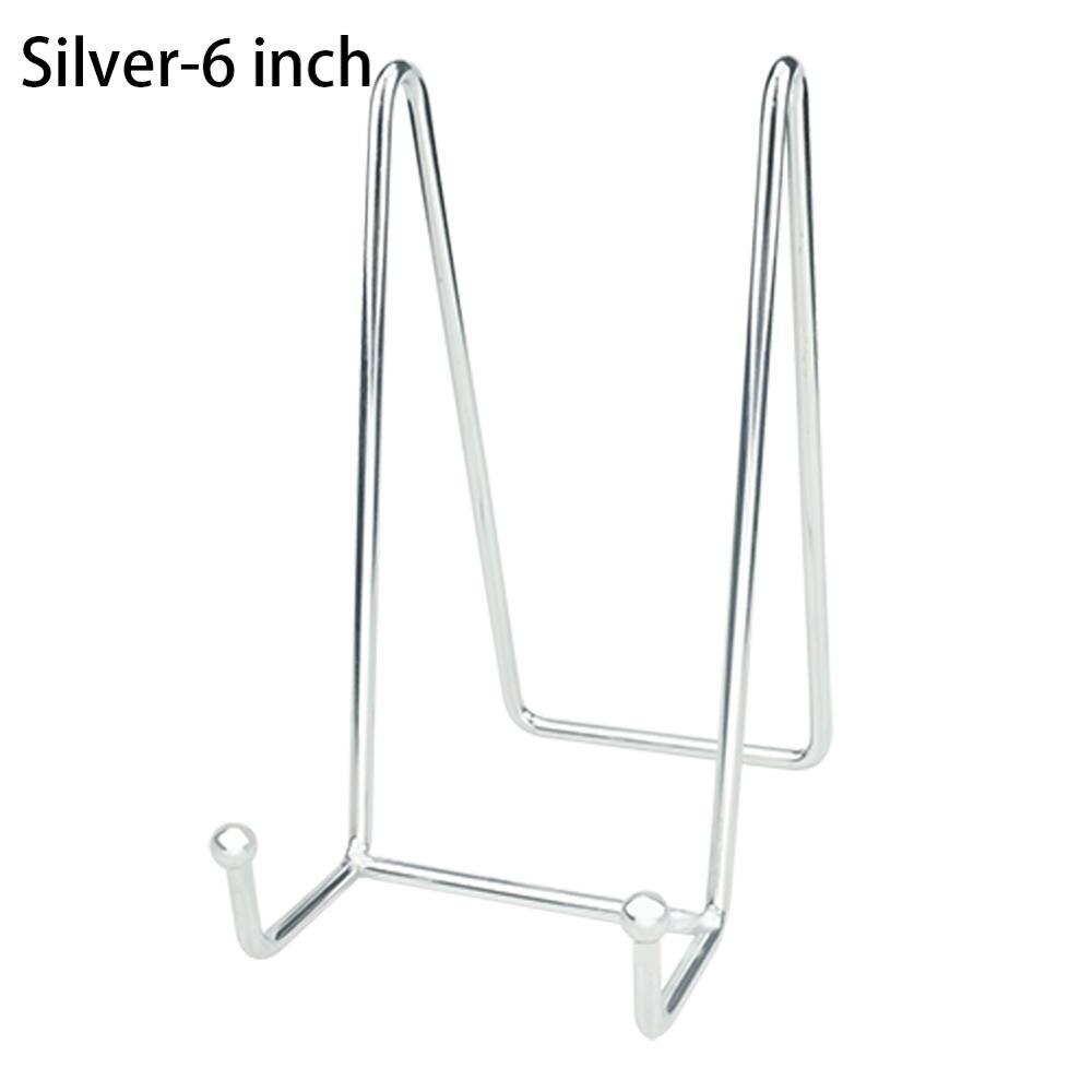 Decorative plate stand Holder Picture Frame stand Easel Display stand coook book: Silver-6 inch