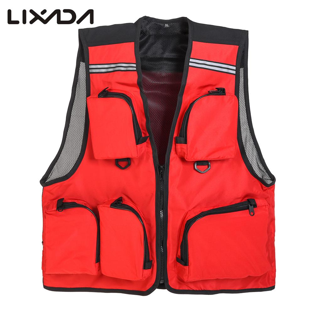 Lixada Vliegvissen Vest Verstelbare Mesh Mutil-Pocket Outdoor Utility Leven Veiligheid Vest Jacket Swim Zeil Voor Pesca Vissen kleding