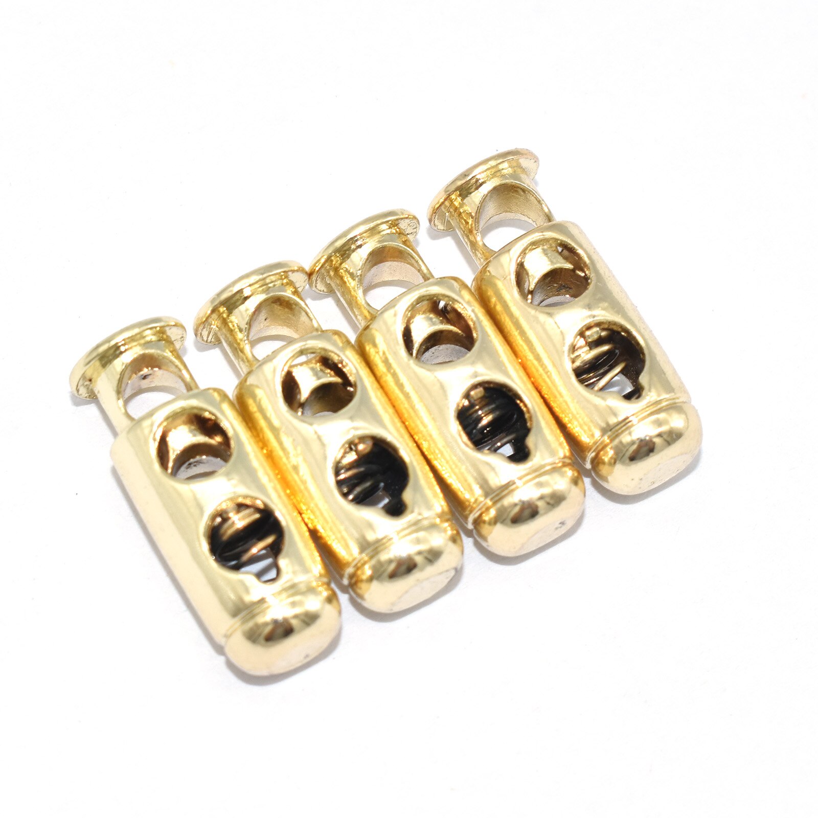 Light Gold Cord Locks with Spring Toggles Stoppers Single Hole End Stopper Slider DIY Metal Fastener Project
