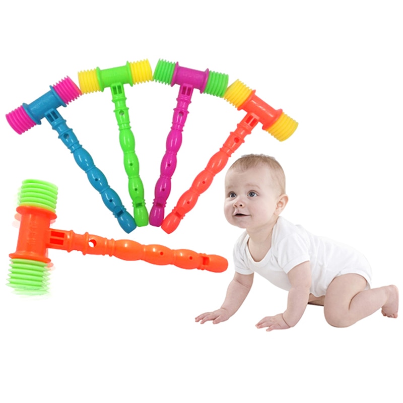 25cm slitstarka plasthandtag hammare ljuddämpare leksak barn inbyggd visselpipa småbarn baby barn plast bullriga vissellek leksak kul
