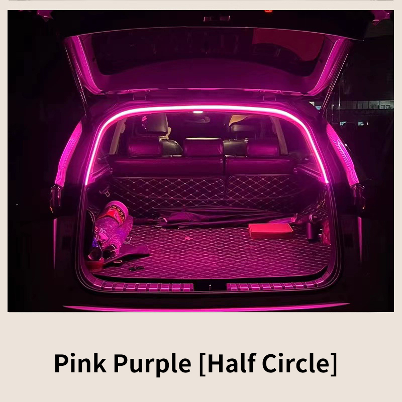 Iluminación de maletero de alto brillo para coche, luz ambiental, decoración interior, cableado LED, tira de luces para puerta trasera con detección automática sin cables: Morado