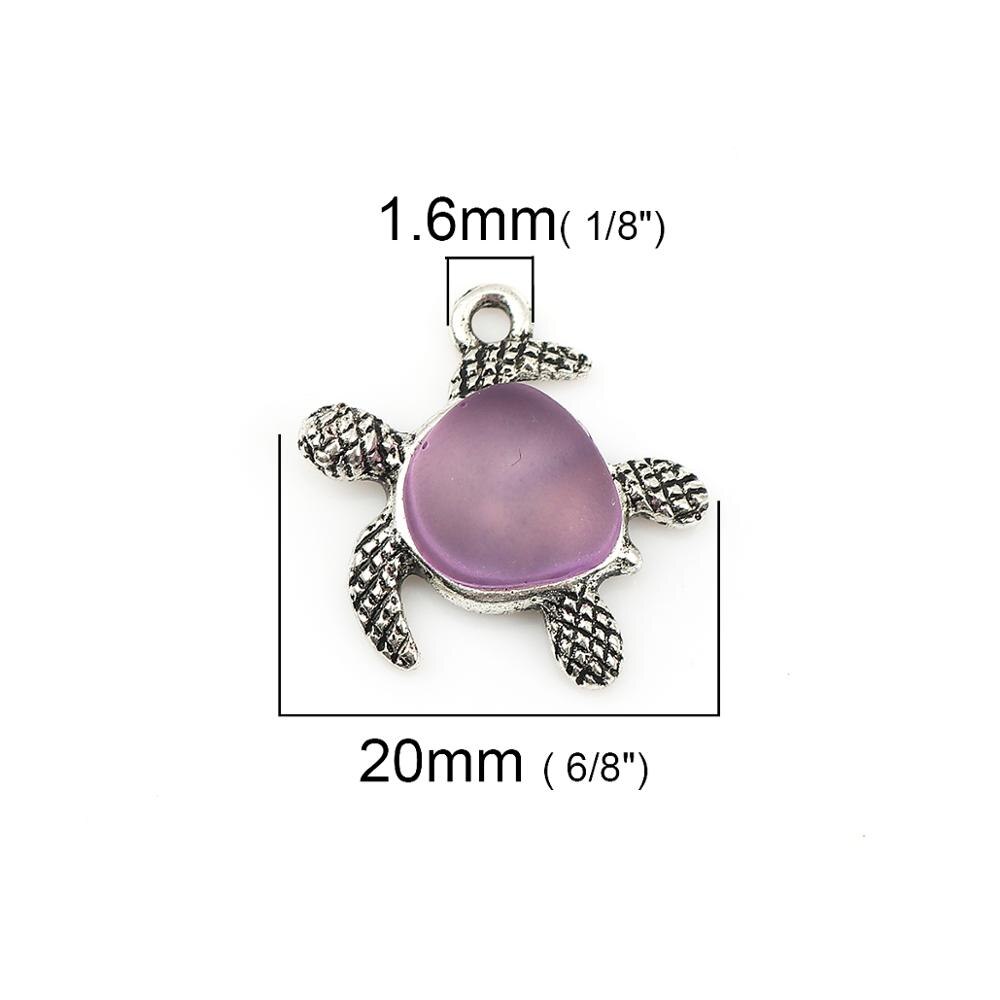 Schmuck Handgemachte Anhänger Zink Legierung Auf Silber Farbe Meer Schildkröte Blau Meer Glas Charme Zubehör Halskette DIY Entdeckungen, 5 PCs: 2