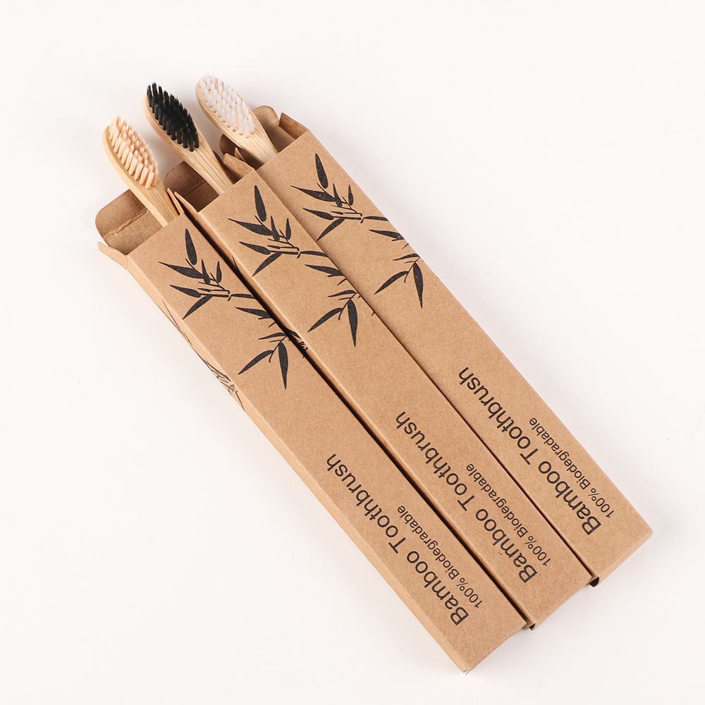 Adult Bamboo Toothbrush Soft Fibre Hair Wooden Teeth Brush Rainbow Multi-colors Eco-Friendly Oral Care Bamboo Products