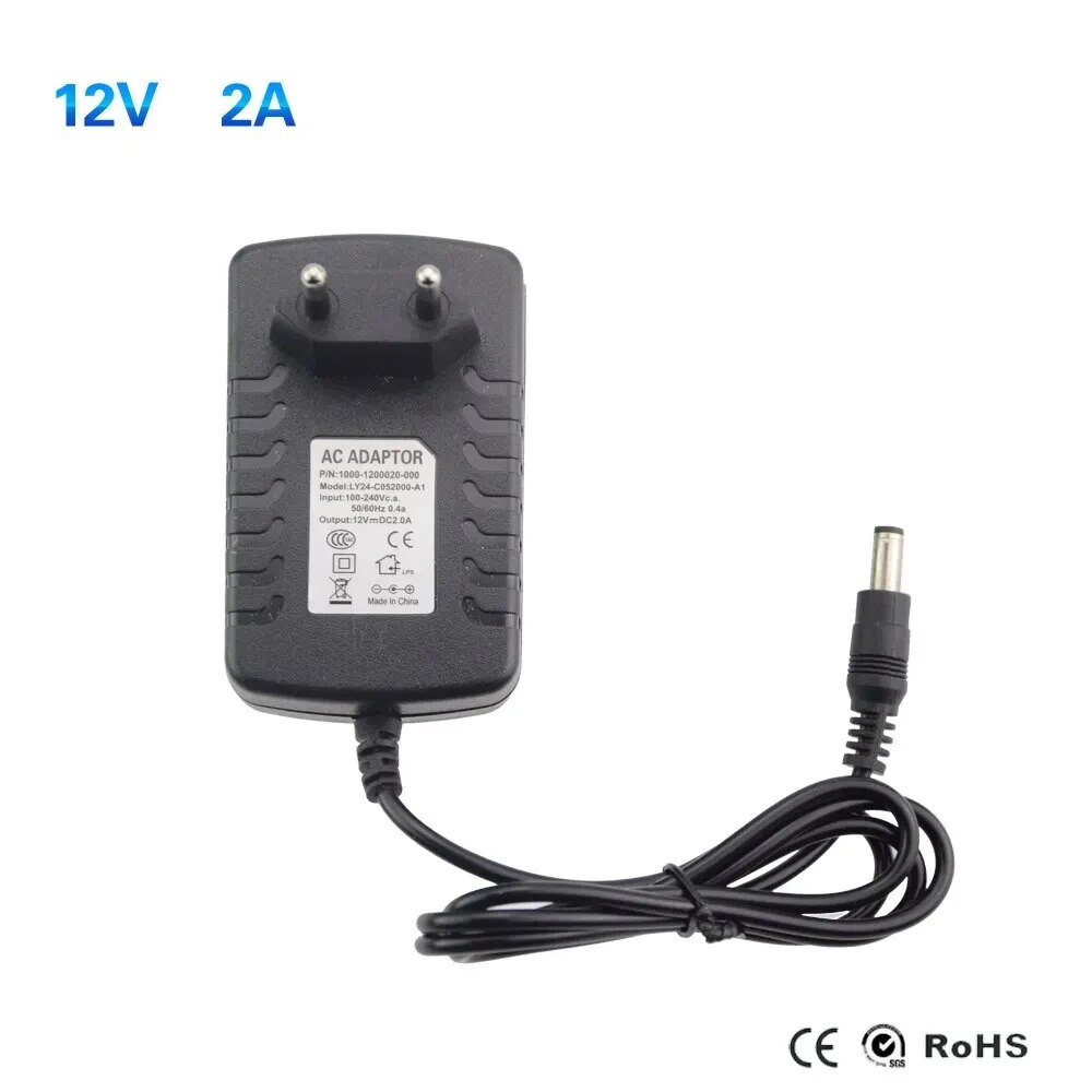 Transformateur d'alimentation 12 volts, convertisseur AC 100-240V à DC 12V, adaptateur d'alimentation EU US, chargeur de Source DC12V 1A 2A 3A, pilote LED