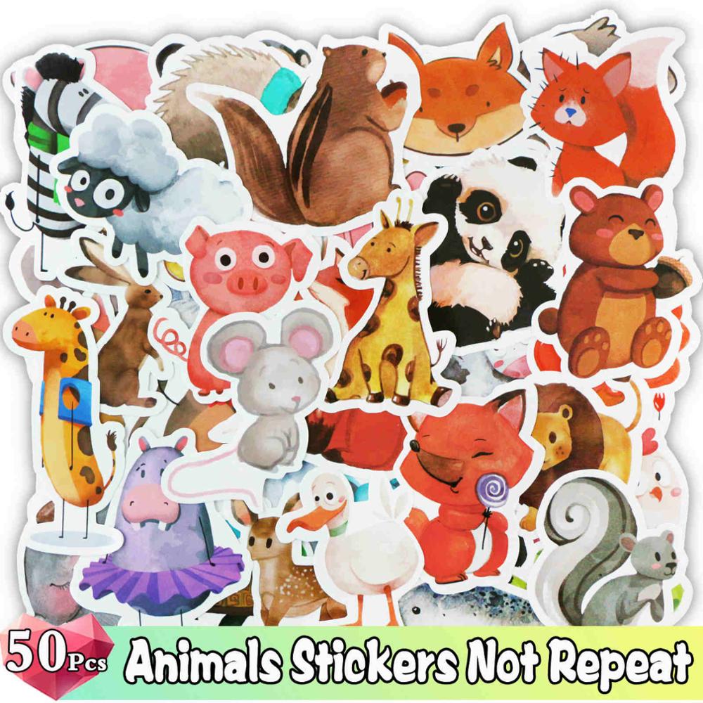 52/50 Pcs/Lot Color Stickers Graffiti Cartoon Animal Super Hero Sticker for Water Bottle Luggage Notebook Skateboard Kids Toy: Animal Stickers