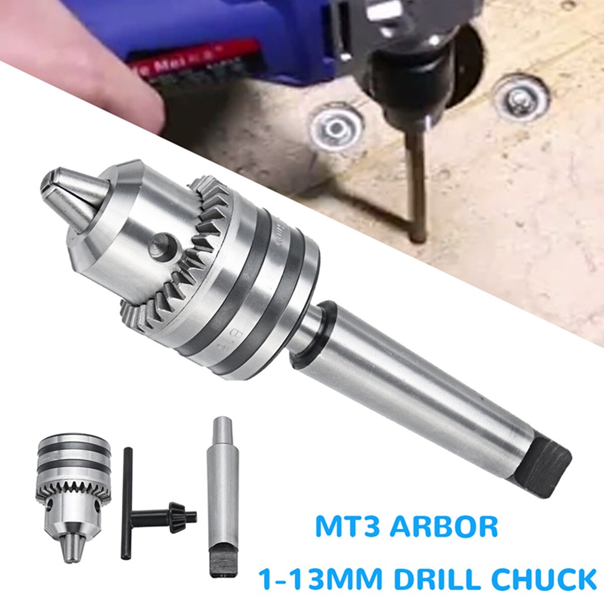 1/2" Heavy Duty Drill Chuck w/ MT3 Morse Taper Arbor 3MT 1-13mm For Mini Lathe