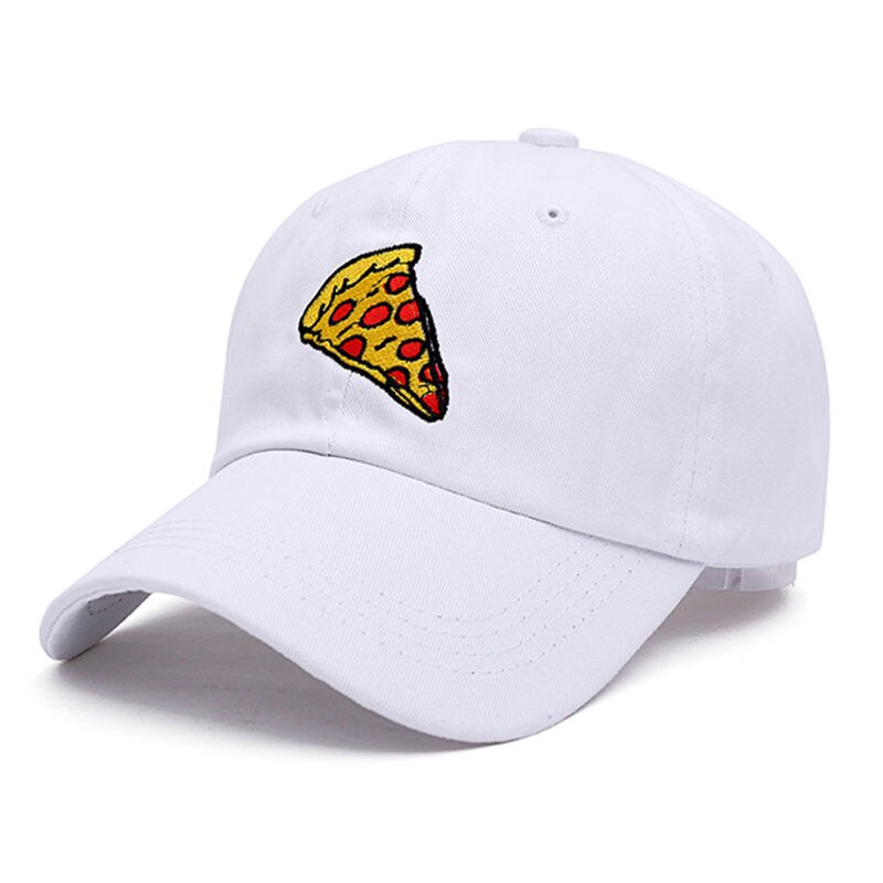 Pizza broderi baseballmössa lastbilsmössa för kvinnor män unisex justerbar storlek pappa keps hattar: Vit