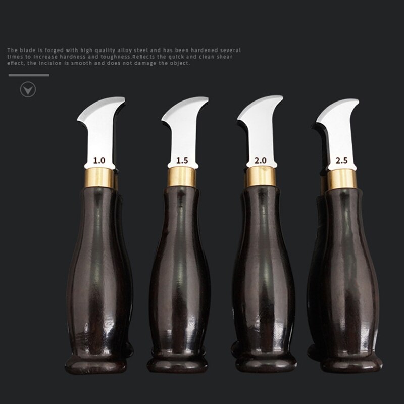 Leather Edge Creaser Leather Shallow Slot Edge Lineer Device Stainless Steel Leather Crimping Tool with Wood Handle