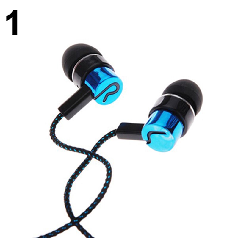 3.5mm in-ear oordopjes met draad, stereo gevlochten kabel, oordopjes, hoofdtelefoon voor iphone, samsung, kantoortelefoon, muziekbenodigdheden: Blauw
