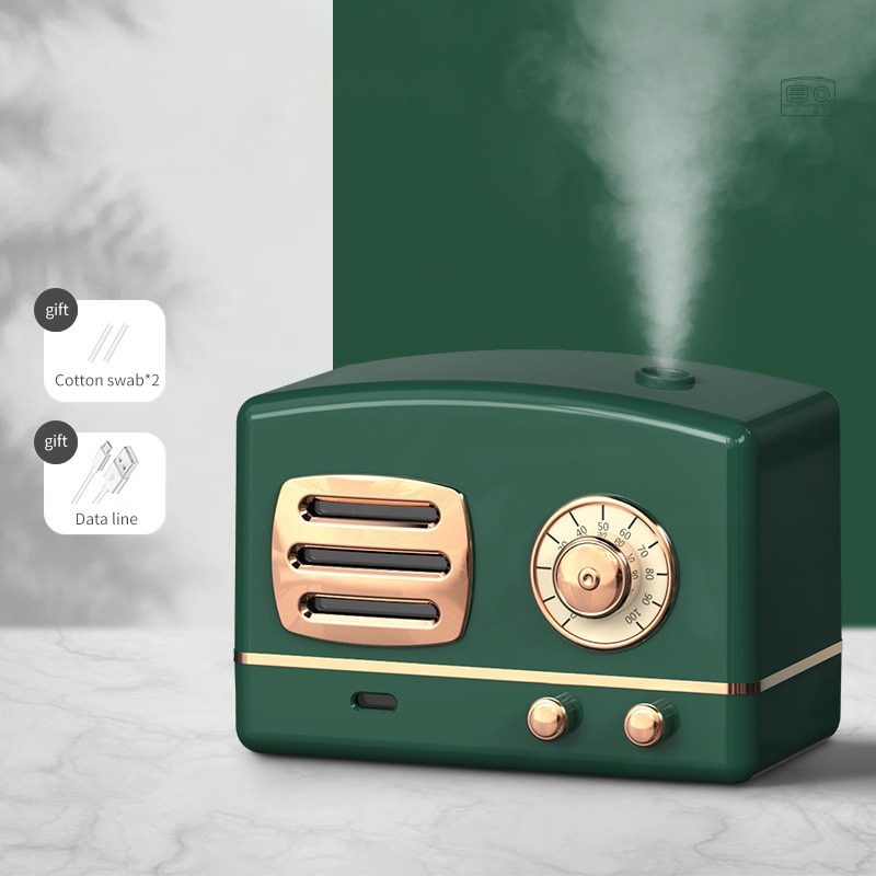 1400ml Double Spout Humidifier High Capacity USB Ultrasonic Essential Oils Diffusers Retro Aromatherapy Air Humidifier: Mini Green