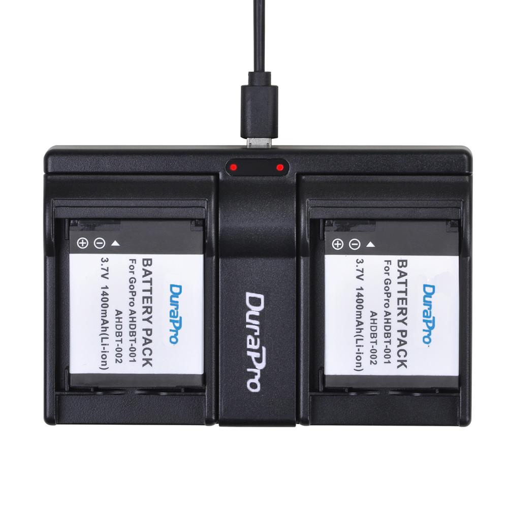 DuraPro 1400mAH AHDBT-001 AHDBT-002 Camera Battery+USB Dual Charger for GoPro Hero 1 2 Go pro Hero 1 2 1080p 960 NIB Camera