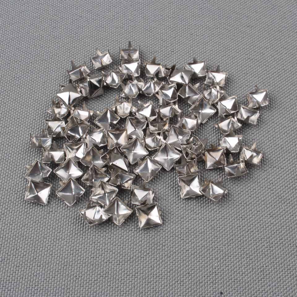 Piramide 6Mm Vierkante Metalen Spikes En Stud Klinknagels Punk Voor Bag Schoenen Armband 200 Stuks Veel