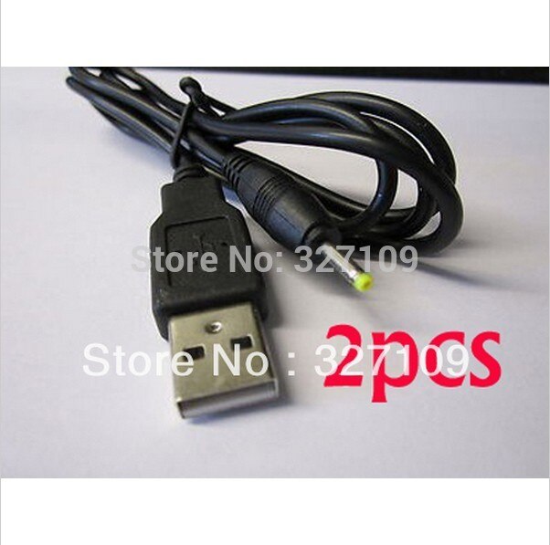 2 PCS Usb-oplaadkabel om 2.0*0.6mm DC connector, USB male naar 2.0x0.6mm DC Tip Plug
