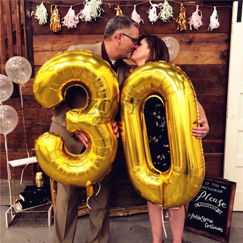 2 Stuks 32/40 Inch Rose Gold Aantal Folie Helium Ballonnen Feliciteren 30 Jaar Oude Volwassen Verjaardagsfeestje Decor Supplies: gold / 32 inch