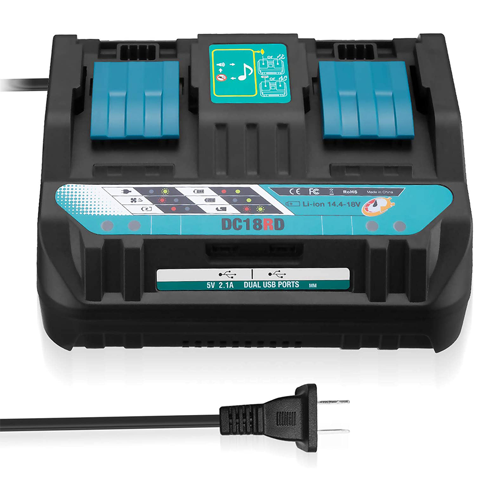 18V DC18RD Dual Poorten Batterij Oplader voor Makita 14.4V-18V Lithium-Ion Batterij BL1415 BL1430 BL1830 BL1840 BL1850 BL1850B