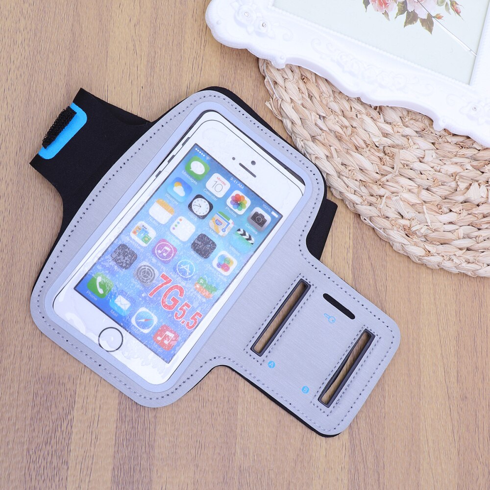5.5 Inch Universal Arm Band Case Waterbestendig Sport Armband Touch Screen Running Oefening Multifunctionele Telefoon Case (Zilver-G: Silver grey