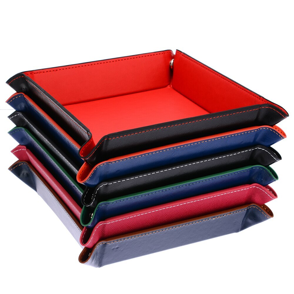 Pu lederen dobbelstenen rolplaat vierkante dobbelstenenplaat dobbelstenendoos voor tafelspellen dobbelstenen opslag.