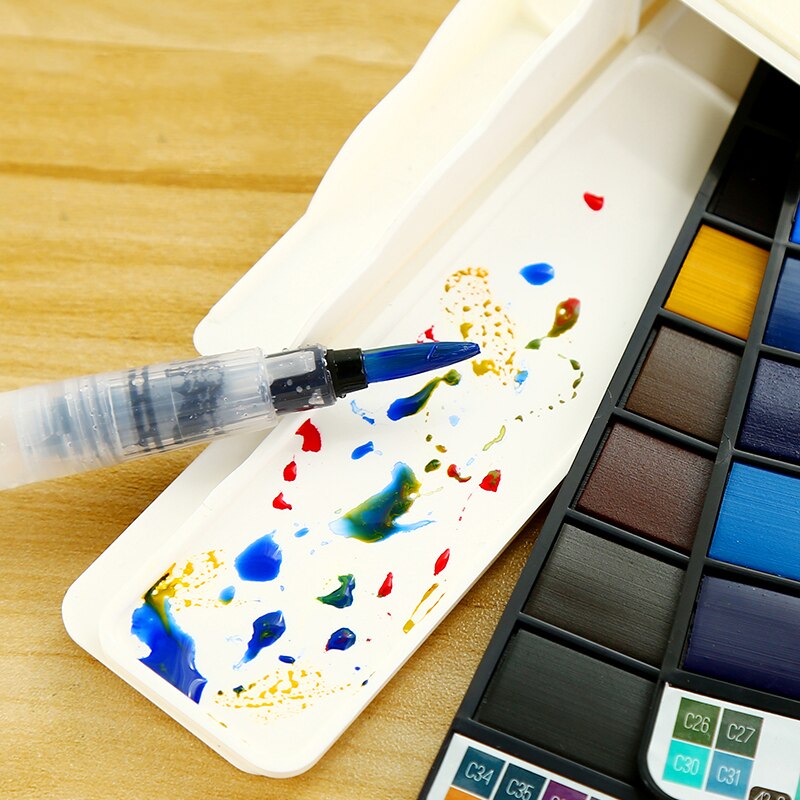 18/25/33/42 farver solid akvarelsæt sammenklappelig vandfarve maling vandbørste pigment til tegning af papirvarer