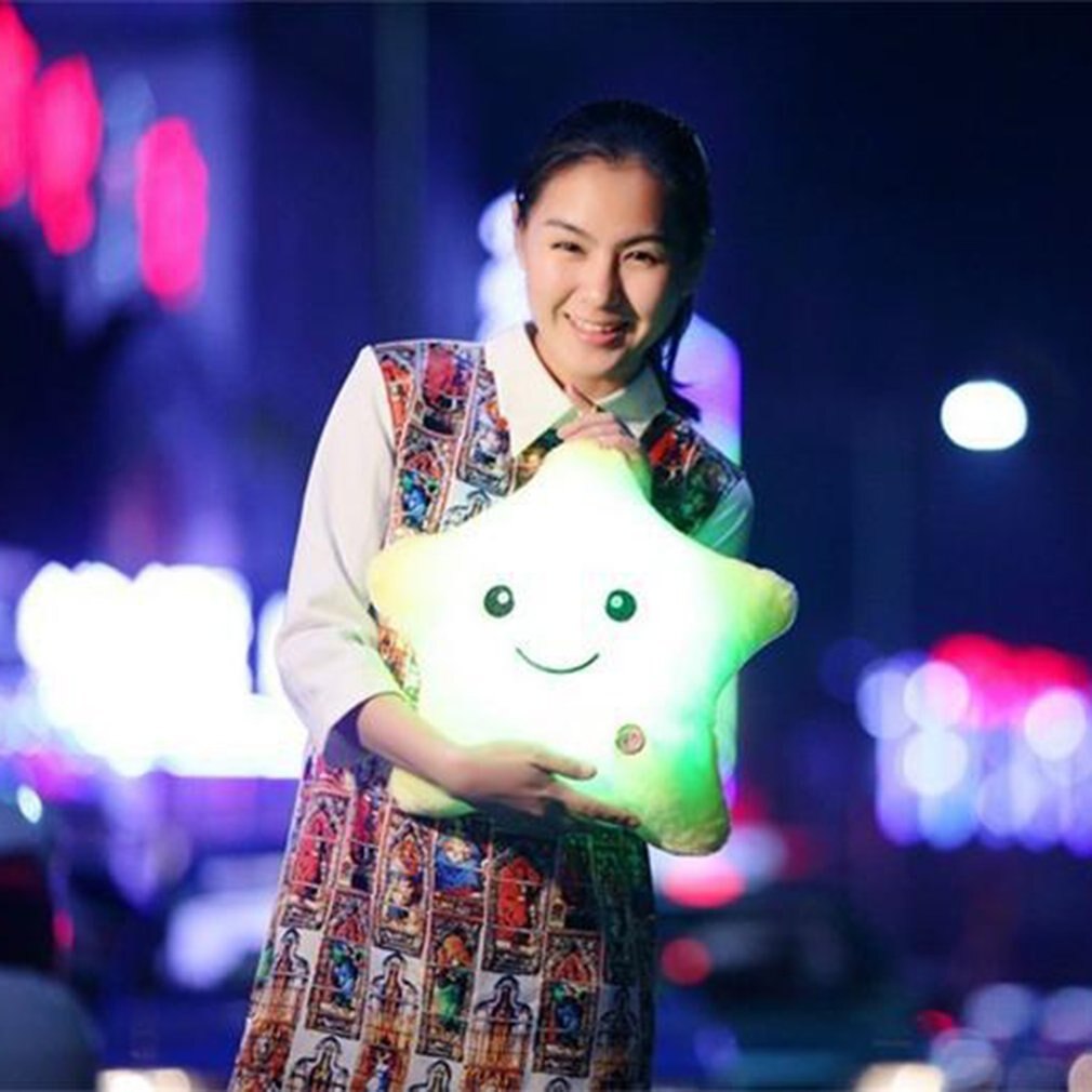 Unique 40x35cm Luminous Pillow Vivid Star LED Light Cushion Plush Pillow for Bedroom Birthday