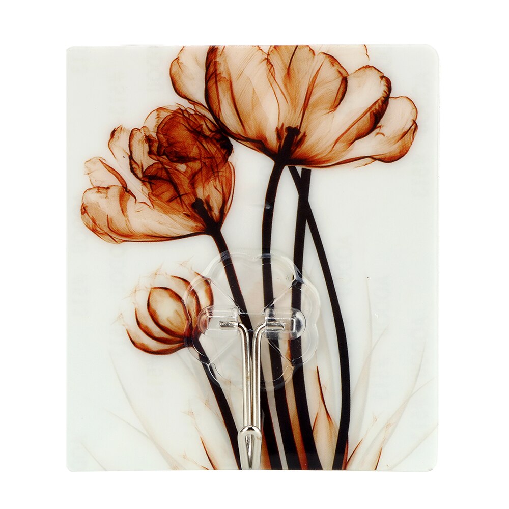 Support collant mural accessoires de salle de bain salle de bain cuisine crochets vêtements porte-serviettes crochet adhésif motif fleur: Marron