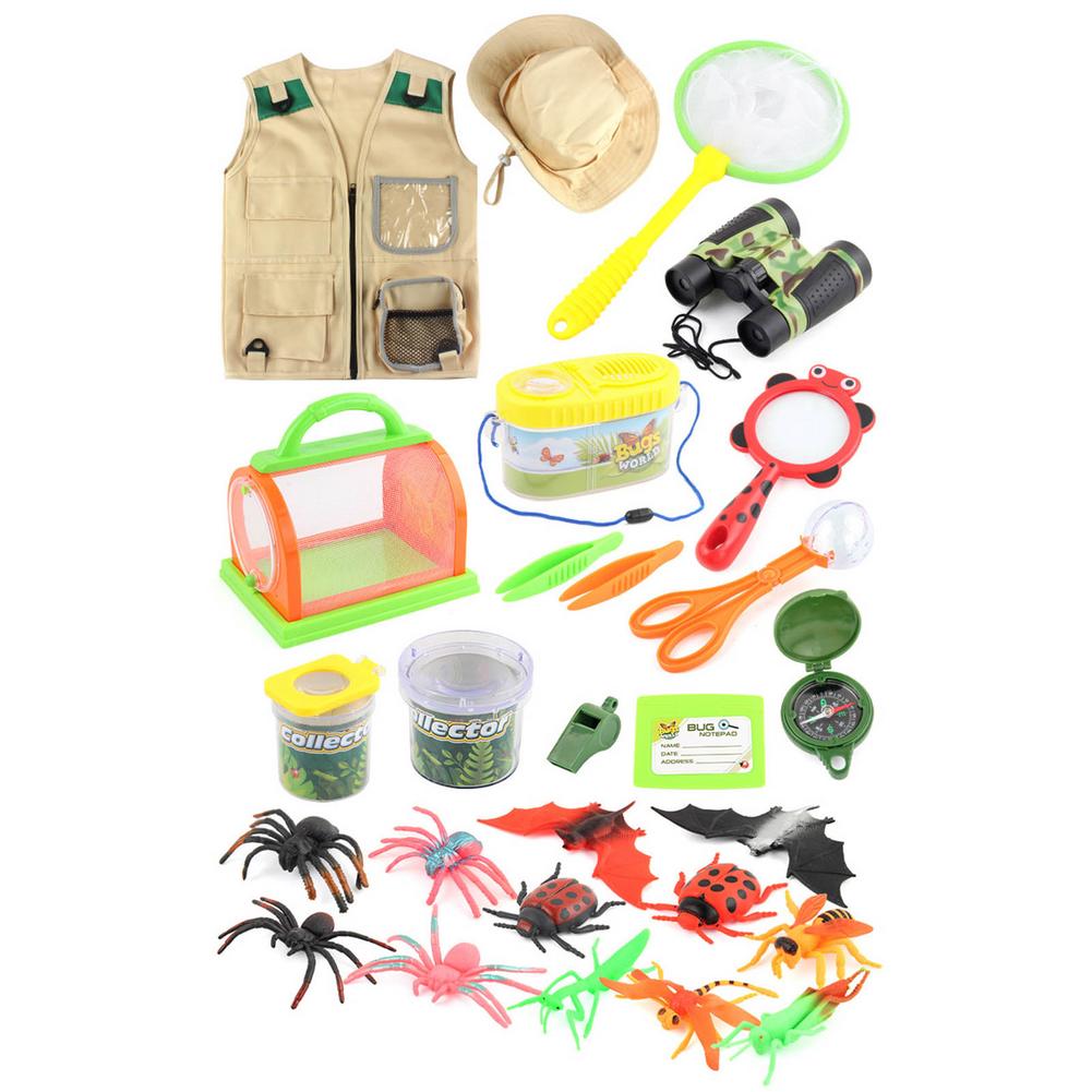 Kids Outdoor Explorer Kit Outdoor Avontuur Camping Speelgoed Voor Kids Cargo Vest Hoed Bug Vangen Kit Avontuur Speelgoed: Default Title