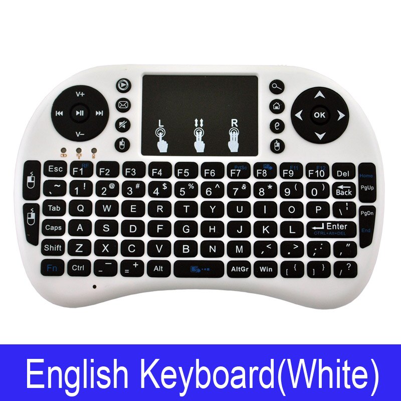 I8 mini trådløst tastatur 2.4 ghz engelsk arabisk russisk hebraisk qwerty tastatur med touchpad til android tv box laptop mi: Engelsk hvid / Uden baggrundsbelyst