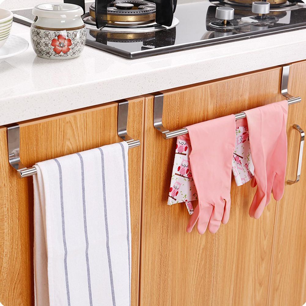 Keuken Rvs Deur-Opknoping Handdoekenrek Enkele Staaf Nail-Gratis Stofdoek Doek Hanger