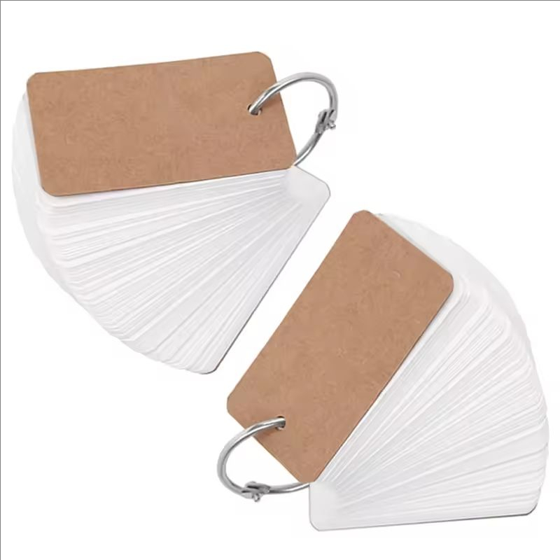 Tarjetas didácticas en blanco de papel Kraft con anillos de carpeta, libretas en espiral, Mini cuadernos, tarjetas de estudio, libro de papelería Kawaii, 400/100 hojas: Borgoña