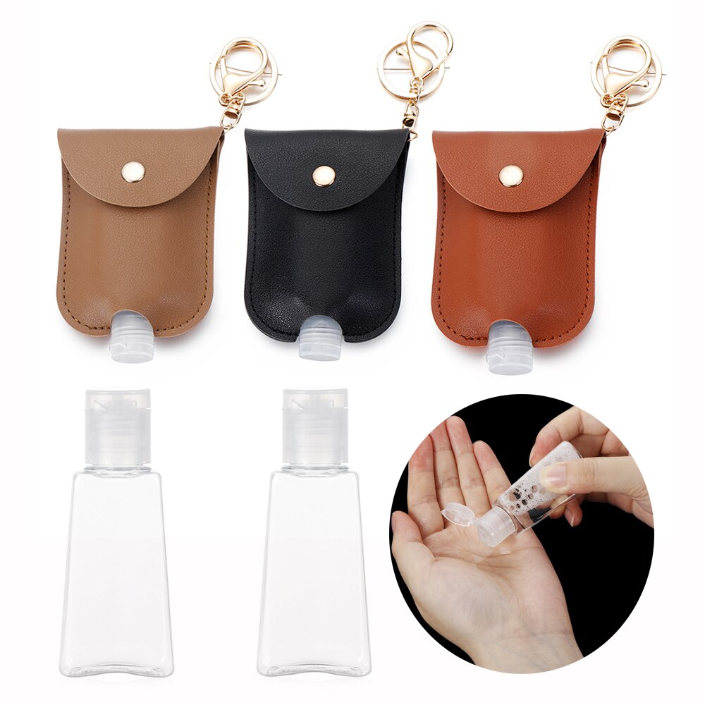 30ml Hand Washing Bottle Keychain Holder Flip Cap Reusable Travel Refillable Bottles Soap Containers with Keyring Portable