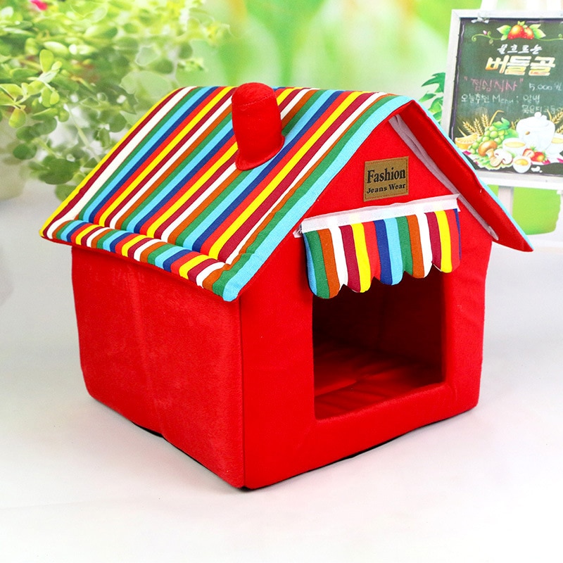 Niche pliable en forme de dessin animé | Lit pour chien, niche pour animal de compagnie, nid de chiot, niche maison pour animal de compagnie, rouge vert jaune bleu,