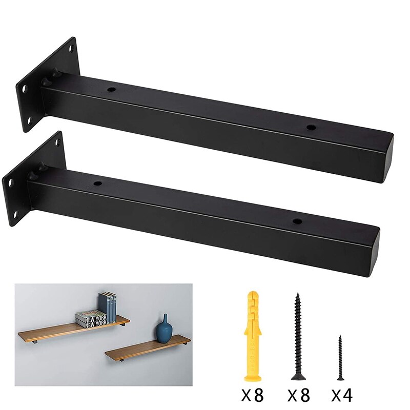 Zwart Ijzer Plank Beugel 12 Inch, Diy Open Rekken Industriële Art Stijl Muurbeugel 2 Stuks Inclusief Hardware